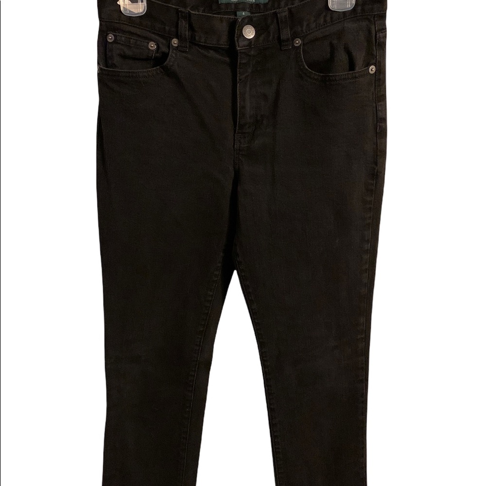 Lauren Jeans Co Black Jeans Size 4 LRL Ralph Lauren Flat Front Cotton 5 Pocket